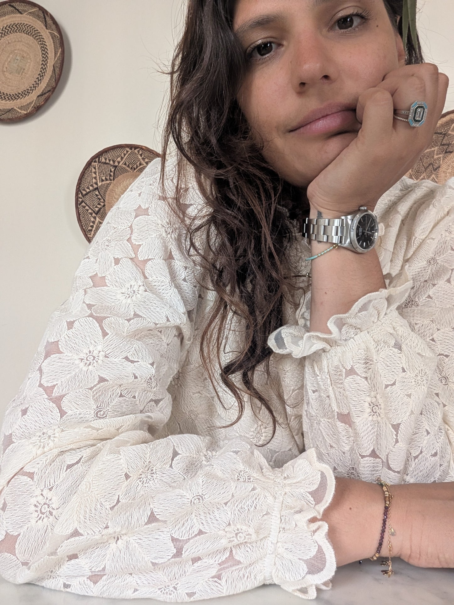 Blouse en dentelle fleurie