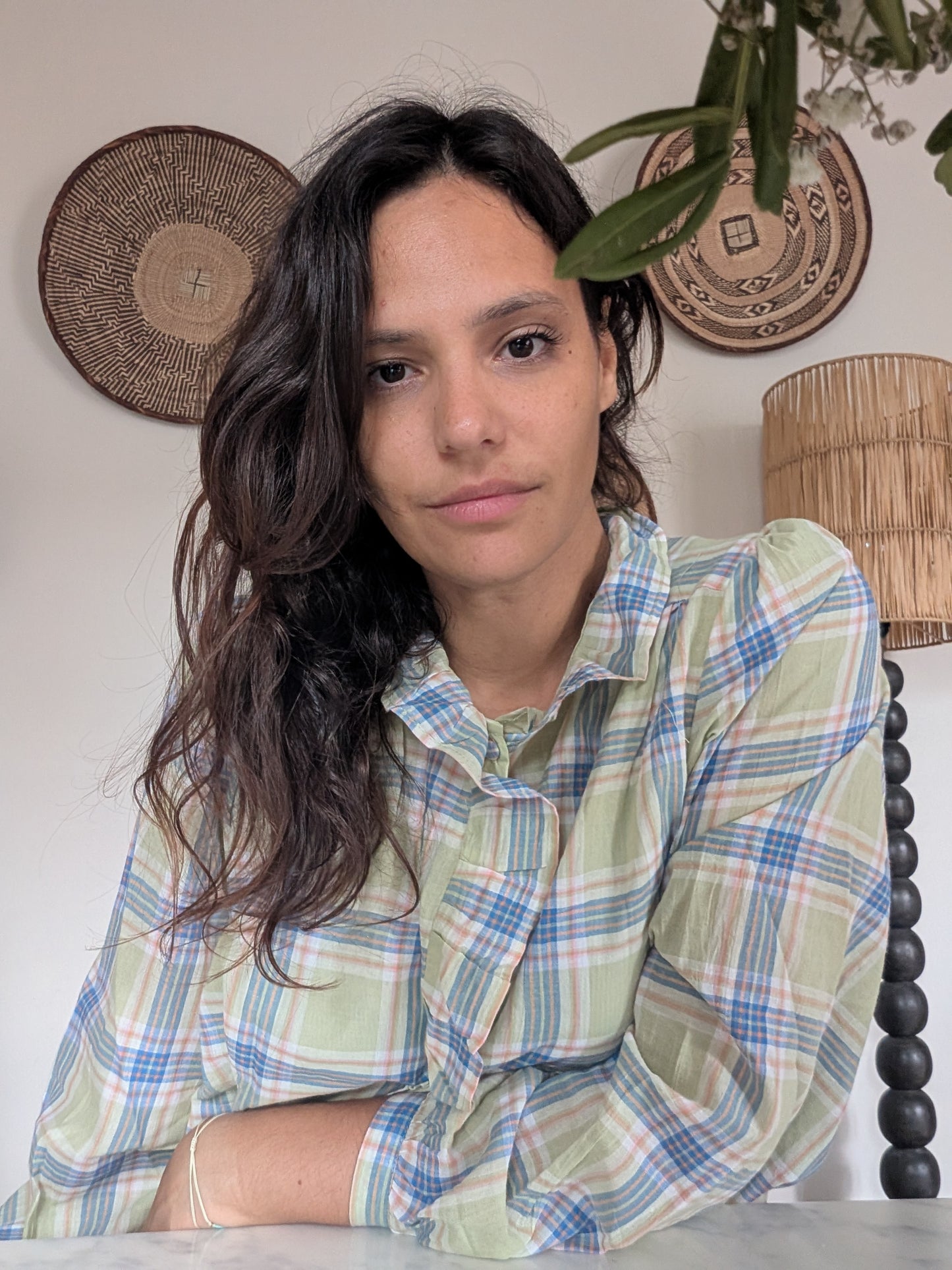 LA BLOUSE À CARREAUX - PISTACHE