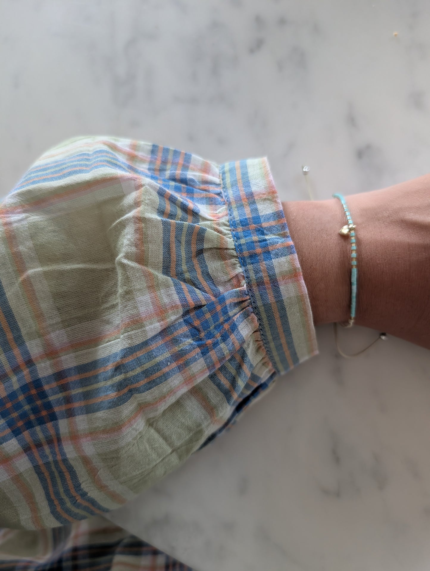 LA BLOUSE À CARREAUX - PISTACHE