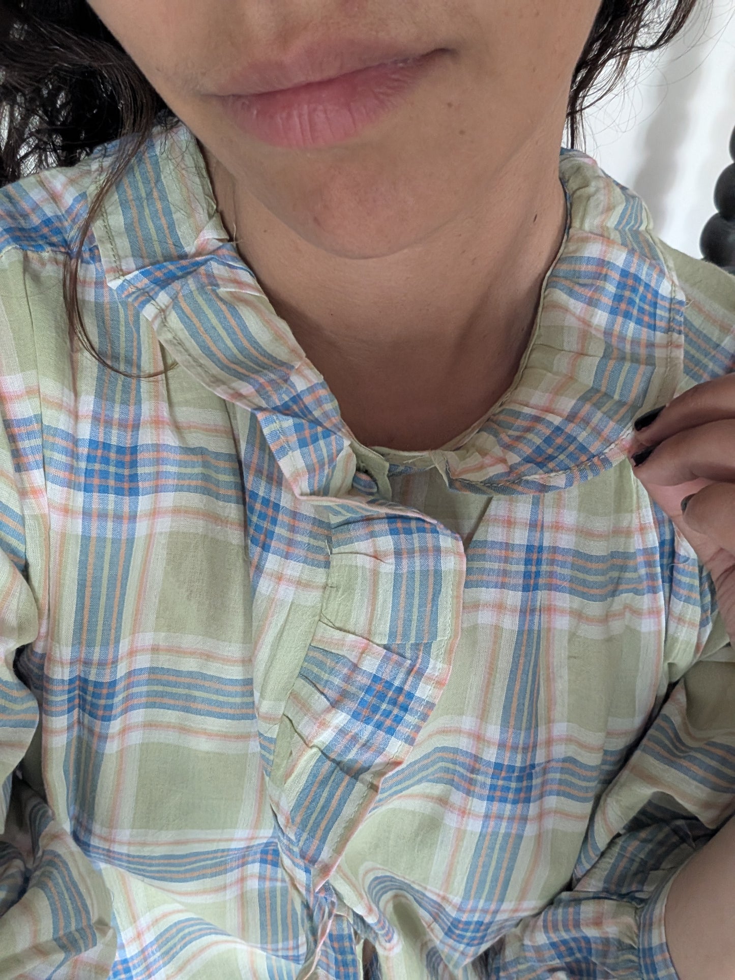 LA BLOUSE À CARREAUX - PISTACHE
